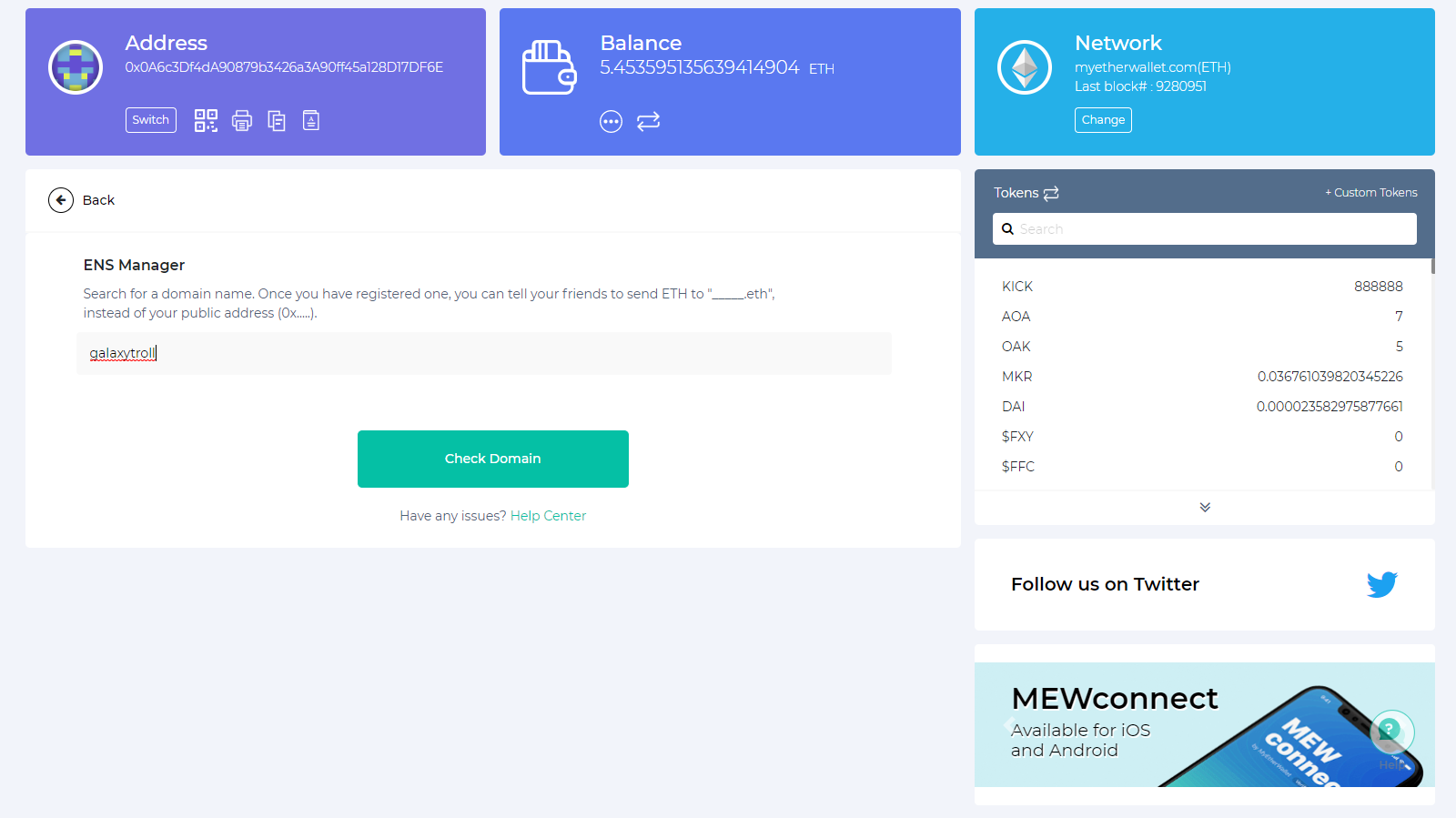 sending eth from myetherwallet ledger