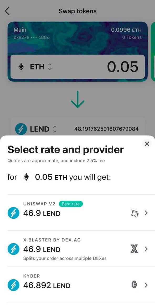 Image of MEW wallet select best rate