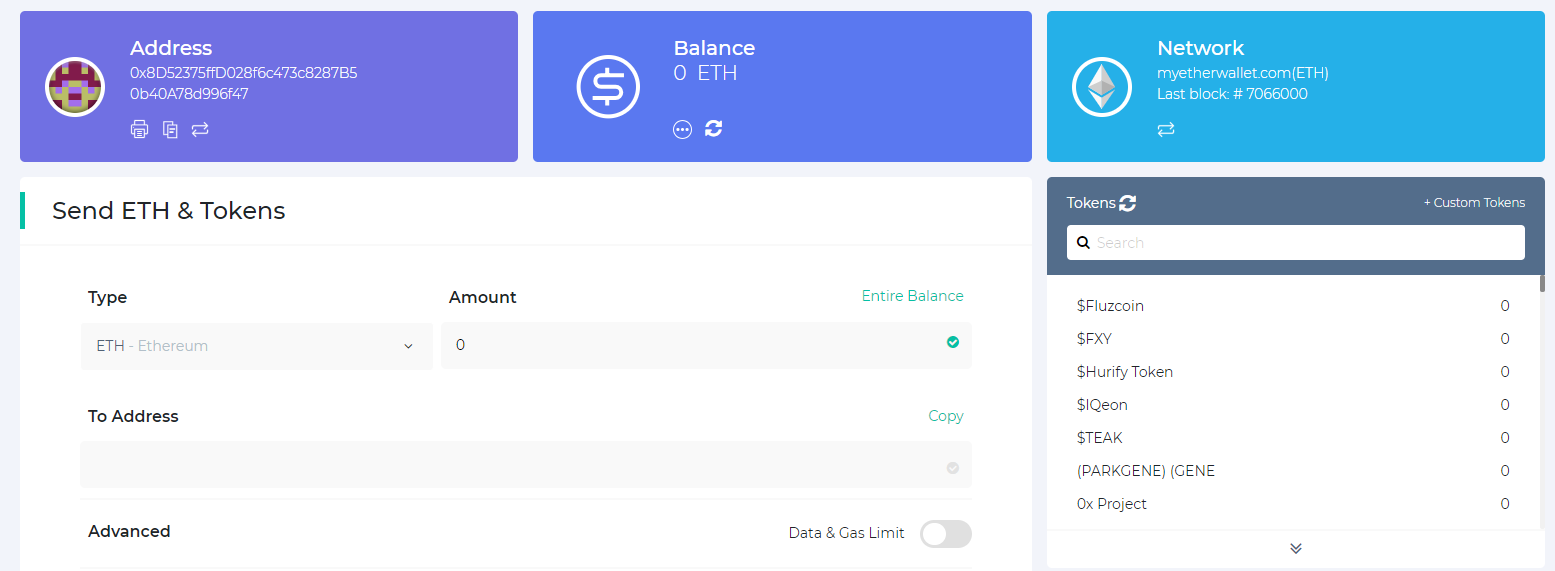 Image of accessed MEW wallet